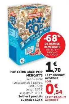 Hyper U Pop corn Maxi Pop MENGUY'S offre