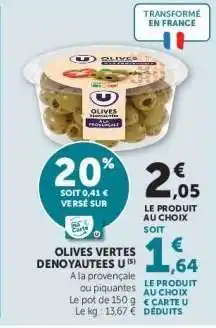 Hyper U Olives Vertes Dénoyautées U offre