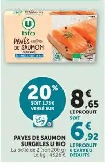 Hyper U Pavés de Saumon Surgelés U Bio offre
