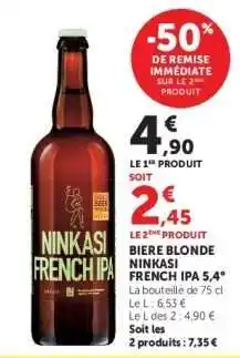 Hyper U Biere Blonde Ninkasi French IPA 5,4° offre