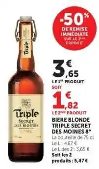 Hyper U Biere Blonde Triple Secret Des Moines 8° offre