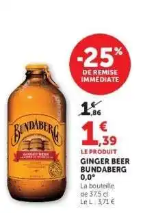 Hyper U Ginger Beer Bundaberg 0,0° offre