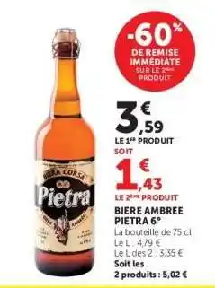 Hyper U Biere Ambree Pietra 6° offre
