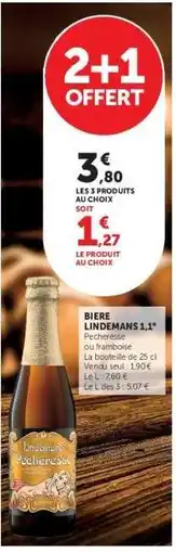 Hyper U BIERE LINDEMANS 1,1° Pecheresse offre