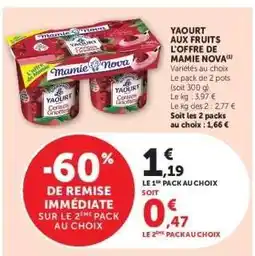 Hyper U Yaourt aux fruits Mamie Nova offre