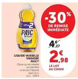 Hyper U LIQUIDE VAISSELLE VINAIGRE PAIC offre