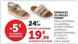 Hyper U SANDALES OU MULES FEMME offre