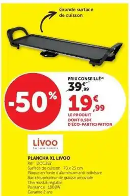 Hyper U PLANCHA XL LIVOO offre