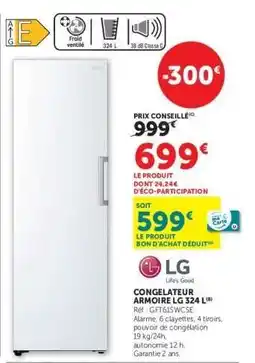 Hyper U CONGELATEUR ARMOIRE LG 324 L offre