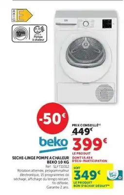 Hyper U SECHE-LINGE POMPE A CHALEUR BEKO 10 KG offre