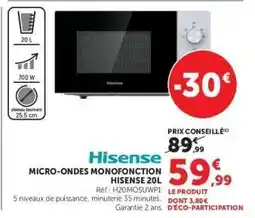 Hyper U Hisense Micro-ondes Monofonction 20L offre