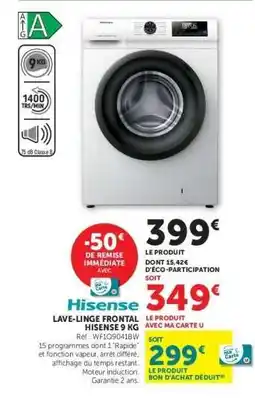 Hyper U Hisense Lave-linge Frontal 9 kg offre