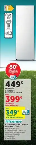 Super U Hisense Réfrigérateur 1 Porte RR195D4AW2 offre