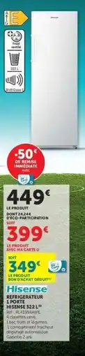 Hyper U Hisense Réfrigérateur 1 Porte offre