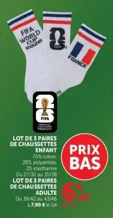 Hyper U Lot de 3 paires de chaussettes enfant offre