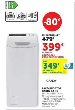 Hyper U Lave-linge top Candy 8.5 kg offre