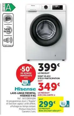 Super U Hisense Lave-linge Frontal 9 kg offre