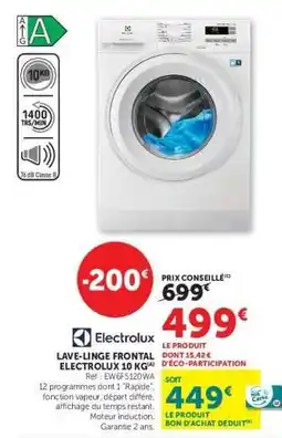 Hyper U Lave-linge frontal Electrolux 10 kg offre