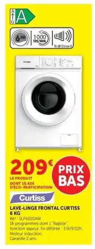 Super U LAVE-LINGE FRONTAL CURTISS 6 KG offre