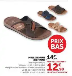 Hyper U Mules homme ou femme offre