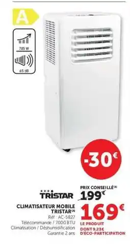 Hyper U Climatiseur Mobile Tristar offre