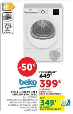Super U SECHE-LINGE POMPE A CHALEUR BEKO 10 KG offre