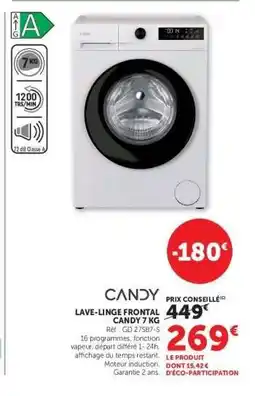 Hyper U Lave-linge frontal Candy 7 kg offre