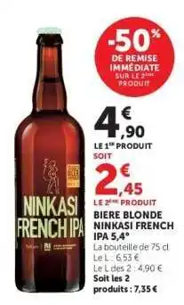 Super U Biere Blonde Ninkasi French IPA 5,4° offre