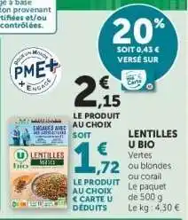 Super U Lentilles U Bio offre