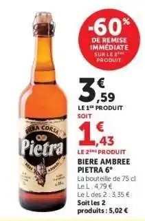 Super U Biere Ambree Pietra 6° offre