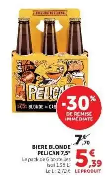 Super U BIERE BLONDE PELICAN 7.5° offre