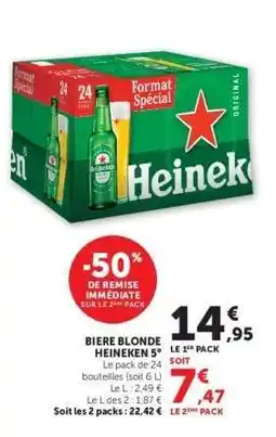 Super U Biere Blonde Heineken 5° offre