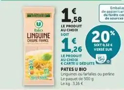 Super U Pâtes U Bio offre