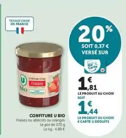 Super U CONFITURE U BIO offre