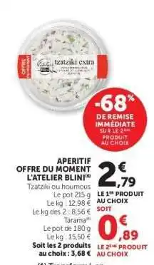 Super U Tzatziki ou houmous offre
