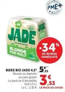 Super U BIERE BIO JADE 4,5° offre