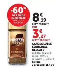 Super U Café Soluble L'Original Nescafé offre