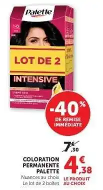 Super U Coloration Permanente Palette offre