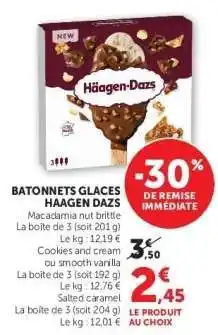 Super U Bâtonnets glacés HAAGEN-DAZS offre