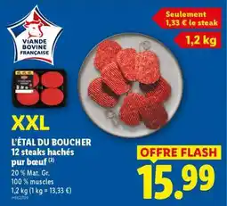 Lidl L'ÉTAL DU BOUCHER 12 steaks hachés pur bœuf offre