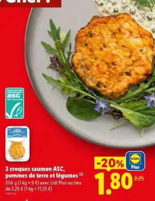 2 croques saumon ASC pommes de terre et légumes