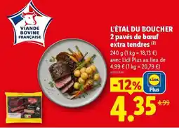 Lidl L'ÉTAL DU BOUCHER 2 pavés de bœuf extra tendres offre