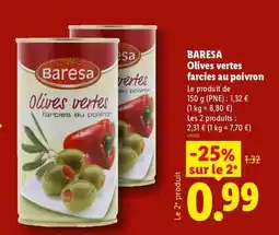 Lidl Baresa Olives vertes farcies au poivron offre