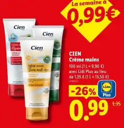 Lidl CIEN Crème mains offre