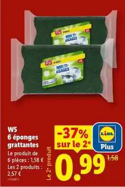 Lidl W5 6 éponges grattantes offre