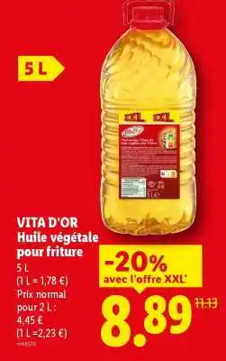 Lidl VITA D'OR Huile végétale pour friture offre