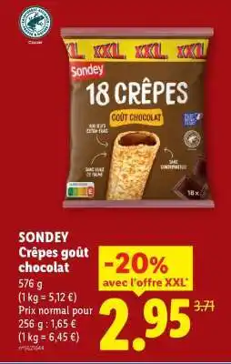 Lidl SONDEY Crêpes goût chocolat offre