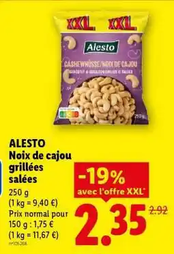 Lidl ALESTO Noix de cajou grillées salées offre