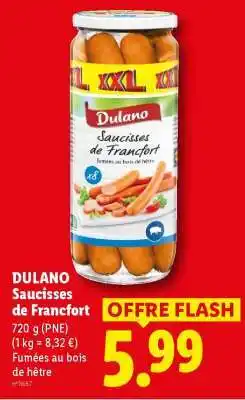 Lidl DULANO Saucisses de Francfort offre