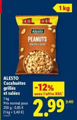 Lidl ALESTO Cacahuètes grillées et salées offre